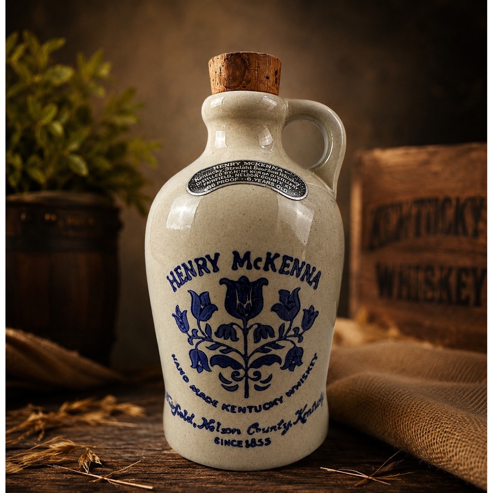 Vintage Henry McKenna Kentucky Straight Bourbon Whiskey Stoneware Jug 4/5 Quart